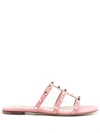 Valentino Rockstud Caged Leather Sandal In Pink