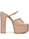 Valentino Garavani Tan-go 155 Patent-leather Platform Sandals In Pink