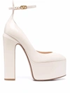 Valentino 165mm Tan-go Patent Leather Pumps In White
