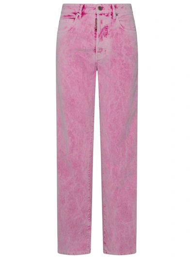Dsquared2 San Diego Corduroy Washed Wide Jeans In Pink