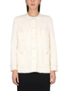 Dolce & Gabbana White Tweed Jacket With Logo Buttons In White