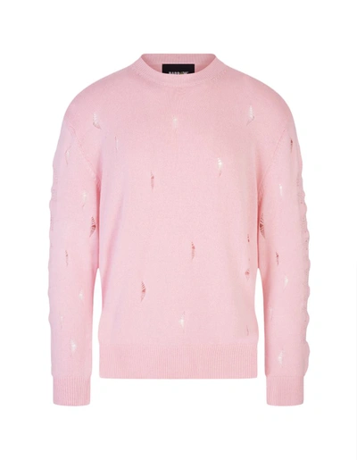 Barrow Distressed-effect Crew-neck Jumper In Pink