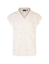 Gcds Monogram Vest With Crochet Effect In White