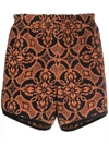 Marine Serre Towelling Finish Running Shorts With Graphic Print In Orange