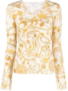 Marine Serre Print Viscose Blouse In White