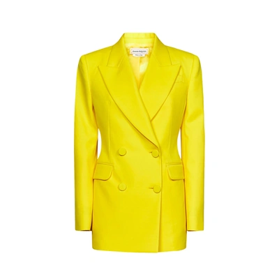 Alexander Mcqueen Double-breasted Jacket In Bright Yellow