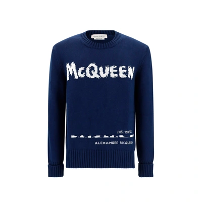 Alexander Mcqueen Logo Sweater In Blue