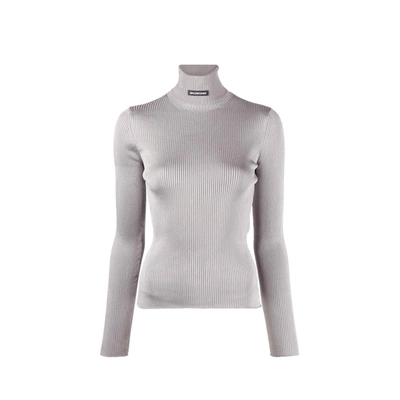 Balenciaga Ribbed Turtleneck Sweater In Gray