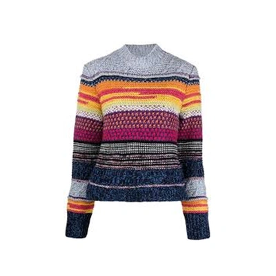 Chloé Multicolor Stripe Sweater In Blue