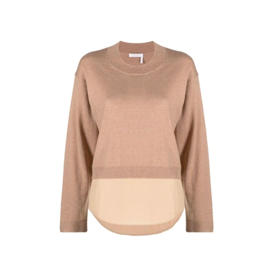 See By Chloé Layered-effect Crew Neck Jumper In Brown