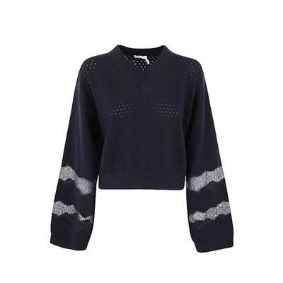 See By Chloé Puff-sleeve Jumper In Navy
