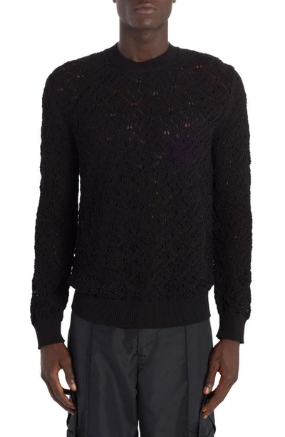 Versace Silk And Cotton Blend Sweater In Black