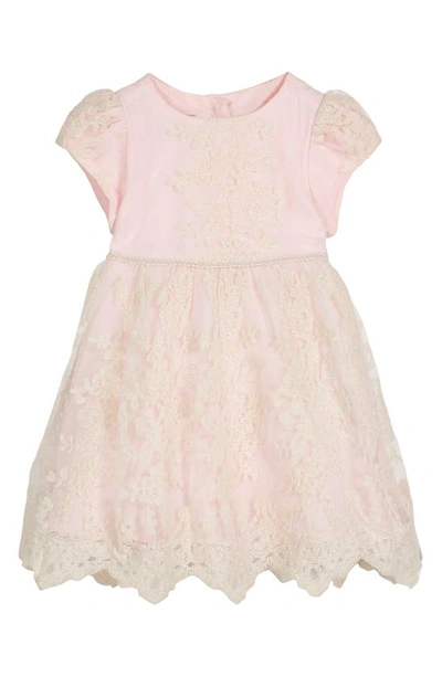Pippa & Julie Babies' Floral Lace Overlay Dress In Pink