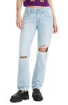 LEVI'S MIDDY RIPPED MID RISE STRAIGHT LEG JEANS