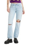 Levi's Middy Ripped Mid Rise Straight Leg Jeans In Dont Tell Mom