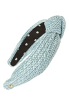 Lele Sadoughi Braided Raffia Knotted Headband In Blue