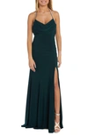 Morgan & Co. Drape Front Gown In Hunter