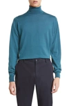 John Smedley Richard Turtleneck Merino Wool Sweater In Blue Tide