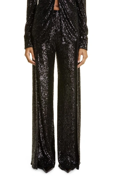 Tom Ford Sequined Wide-leg Pants In Black
