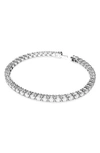 Swarovski Crystal Round Cut Matrix Tennis Bracelet In Silver