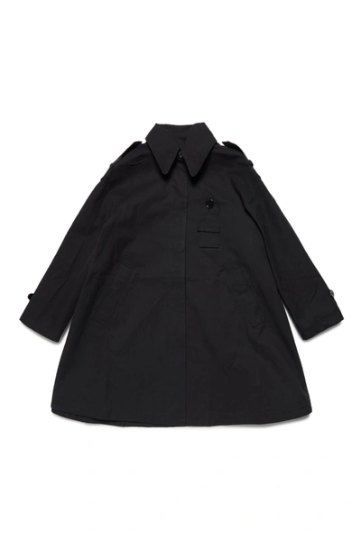 Mm6 Maison Margiela Kids' Mm6j40u Jacket Maison Margiela Black Car Coat In Twill