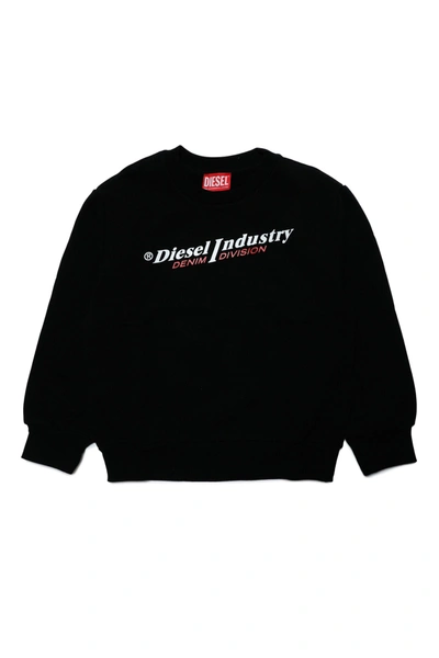 Diesel Kids' Logo-print Crew-neck Sweatshirt In Black