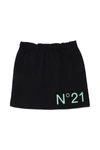 N°21 Black Fleece Skirt With Contrasting Logo In Black