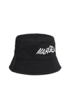 MM6 MAISON MARGIELA BLACK GABARDINE FISHERMAN'S CAP WITH LOGO
