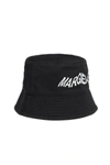 Mm6 Maison Margiela Black Gabardine Fisherman's Cap With Logo In Black