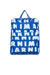 MARNI BLUE BACKPACK WITH ZIP FASTENING AND ALLOVER MAXI-LOGO PATTERN