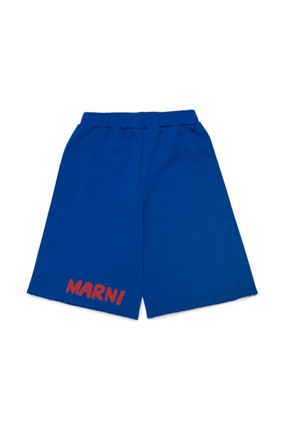Marni Kids' Logo-print Track Shorts In Blue