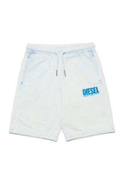 Diesel Kids' Pferty Shorts  Blue Fleece Shorts With Faded Logo Effect