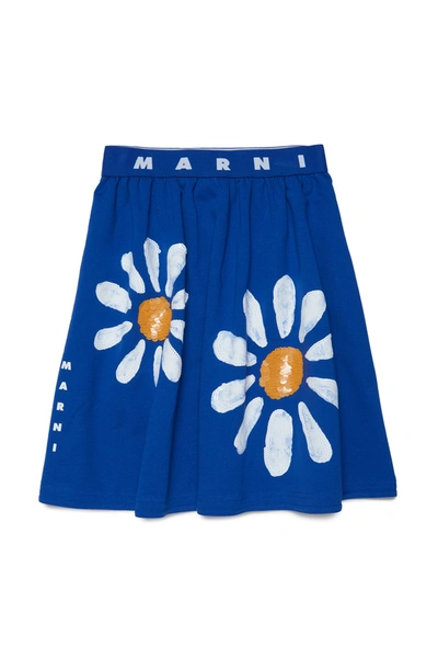Marni Kids' A-line Daisy-print Skirt In Blue