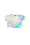 DIESEL CROPPED JERSEY T-SHIRT WITH MULTICOLOR BUBBLE ALLOVER
