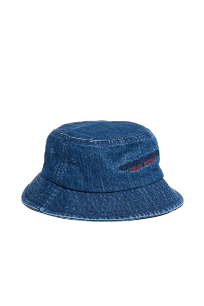 Diesel Kids' Denim Peach Fuzz Hat With Logo In Blue