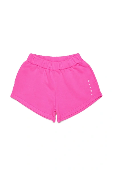 Marni Logo印花运动短裤 In Pink