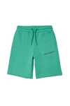 DIESEL GREEN COTTON SHORTS WITH LOGO AND DRAWSTRING WAISTBAND