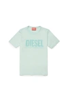 DIESEL GREEN COTTON T-SHIRT WITH FADED EFFECT LOGO