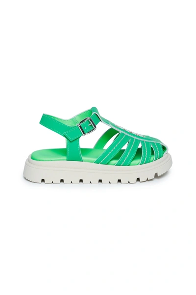 Marni Kids' Logo-patch Detail Sandals In Green