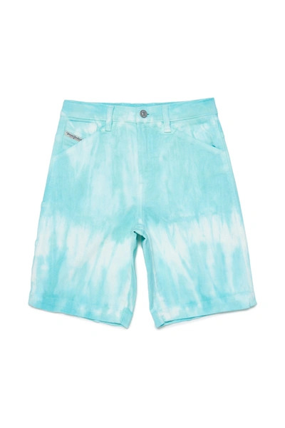 Diesel Kids' Tie-dye Deck Shorts In Green