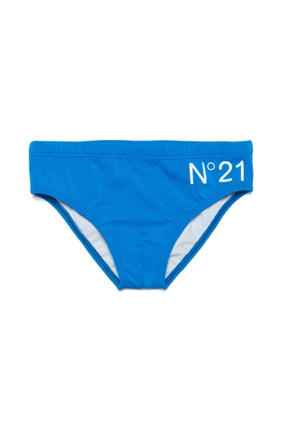 N°21 Kids' Logo-print Swim Pants In Azure