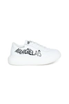 MM6 MAISON MARGIELA LOW-TOP WHITE SNEAKERS WITH MAXI-LOGO