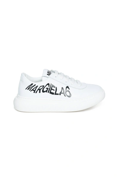 Mm6 Maison Margiela Kids' Low-top White Sneakers With Maxi-logo