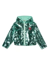 N°21 MINT GREEN SEQUIN JACKET WITH HOOD AND FRONT ZIP