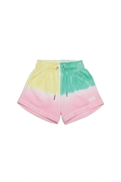 Diesel Kids' Panidy Sports Shorts With Tie Dye Pattern In Multi