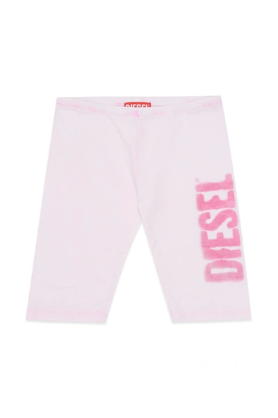 Diesel Kids' Pycil Shorts  Pastel Pink Cycling Shorts With Faded Effect Logo