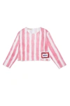 MARNI PEACHY PINK SHIRT IN GABARDINE WITH ALLOVER STRIPED PATTERN