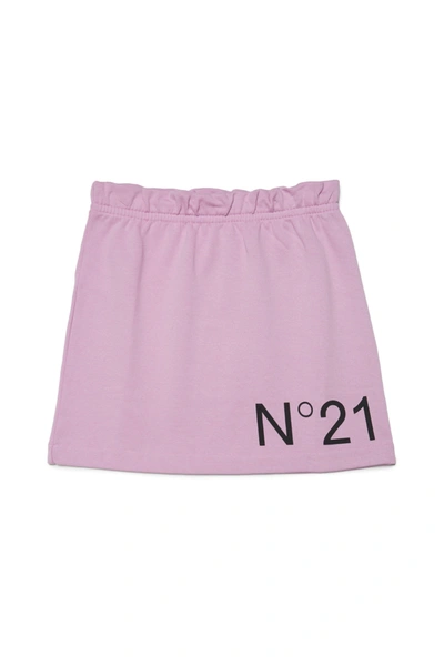 N°21 Kids' Printed Logo Cotton Sweat Skirt In Pink
