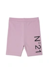 N°21 PINK STRETCH JERSEY SHORTS CYCLING MODEL WITH LOGO