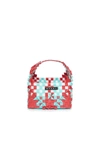 MARNI RED WOVEN RAINBOW BAG WITH SINGLE HANDLE AND APPLIED LOGO